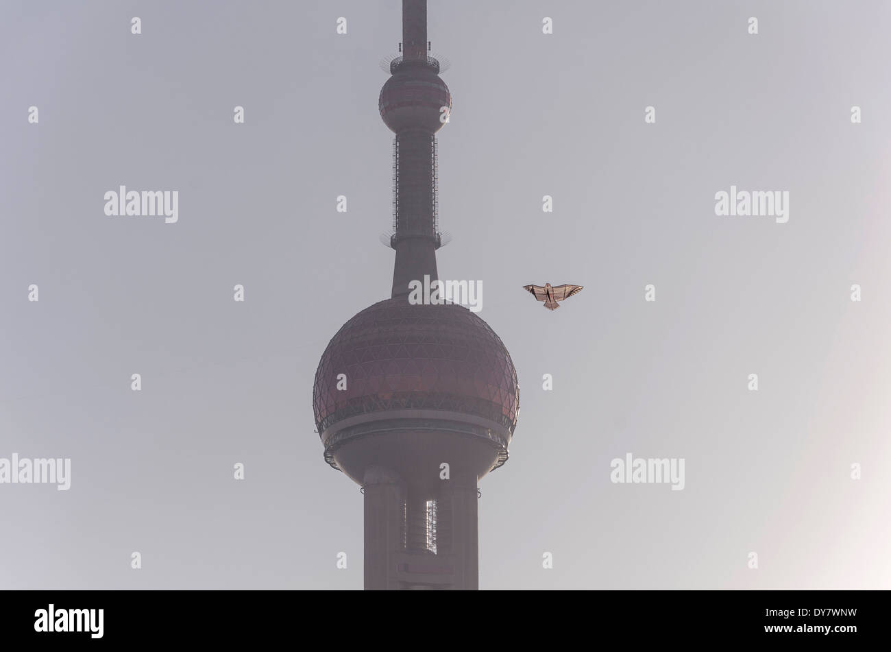 Oriental Pearl Tower and kite, Shanghai, China Stock Photo