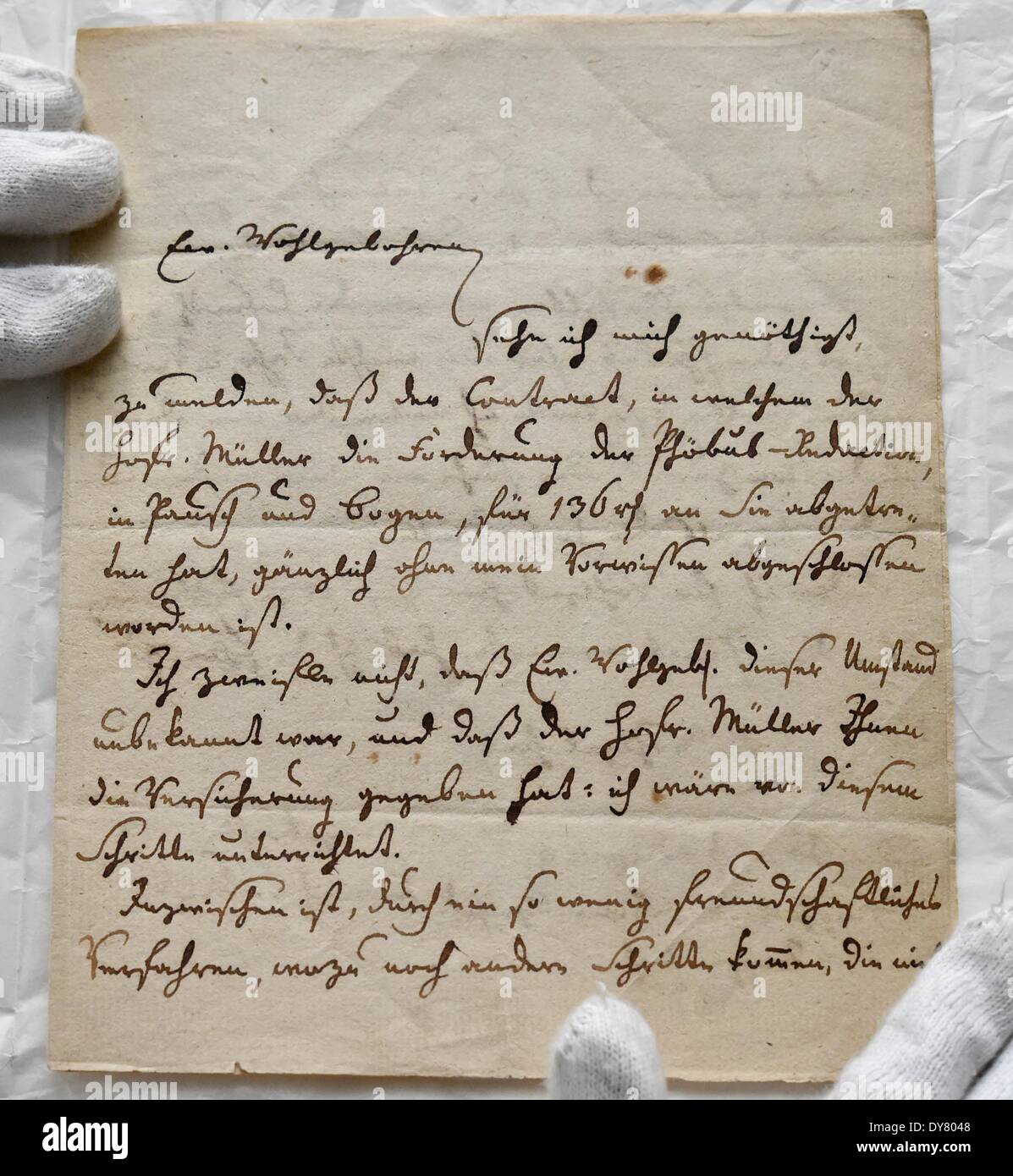 A historic letter by German writer Heinrich von Kleist is on display in ...