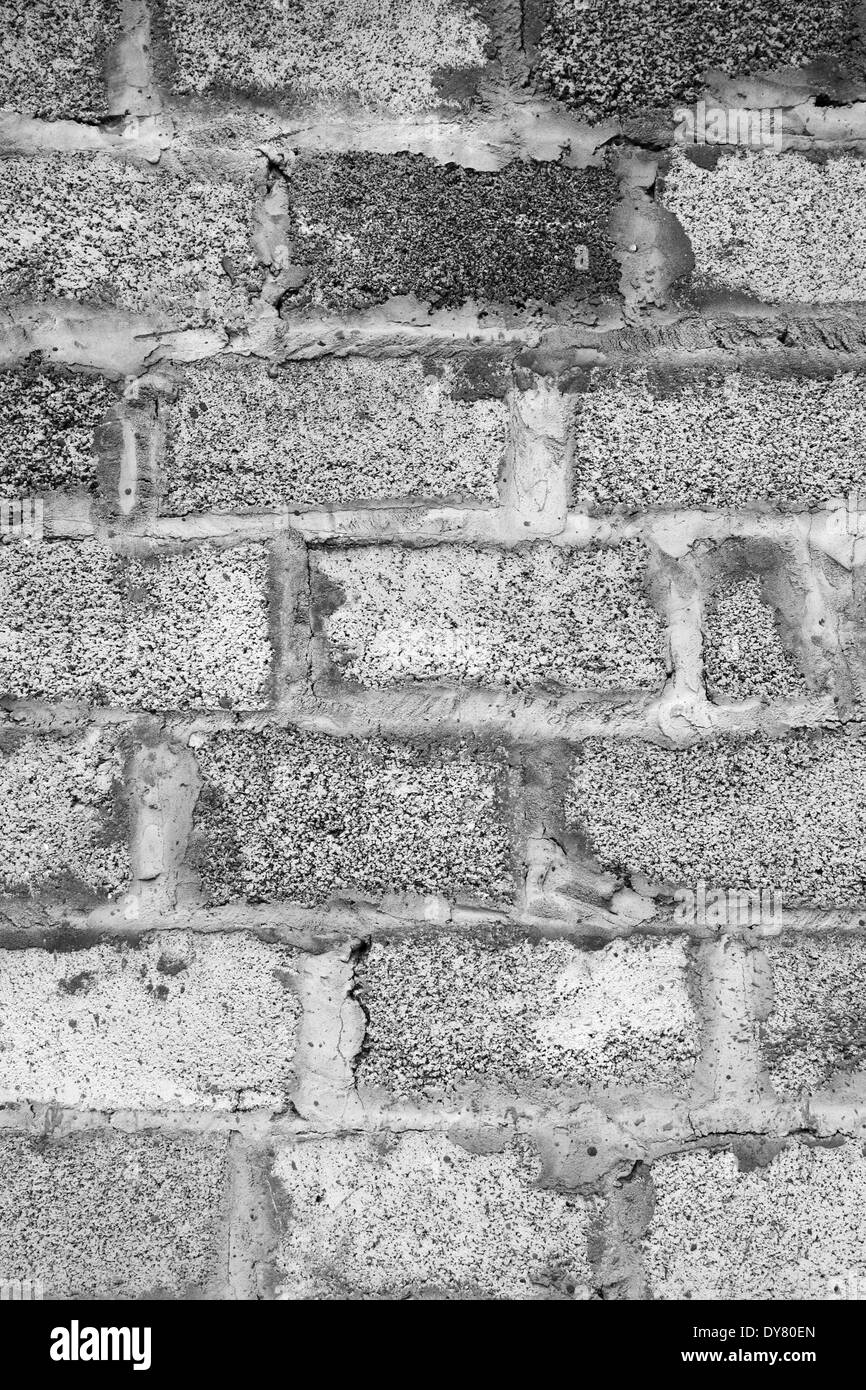 Grey wall. Wall from porous blocks. Stock Photo