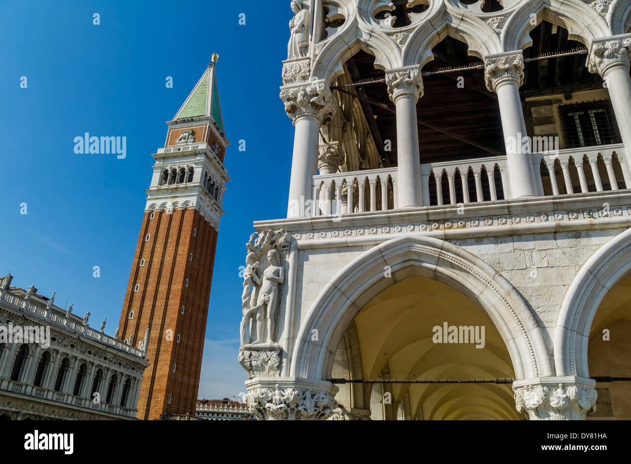 Italy, Venice, Doge's Palace and St Mark's Campanile Stock Photo