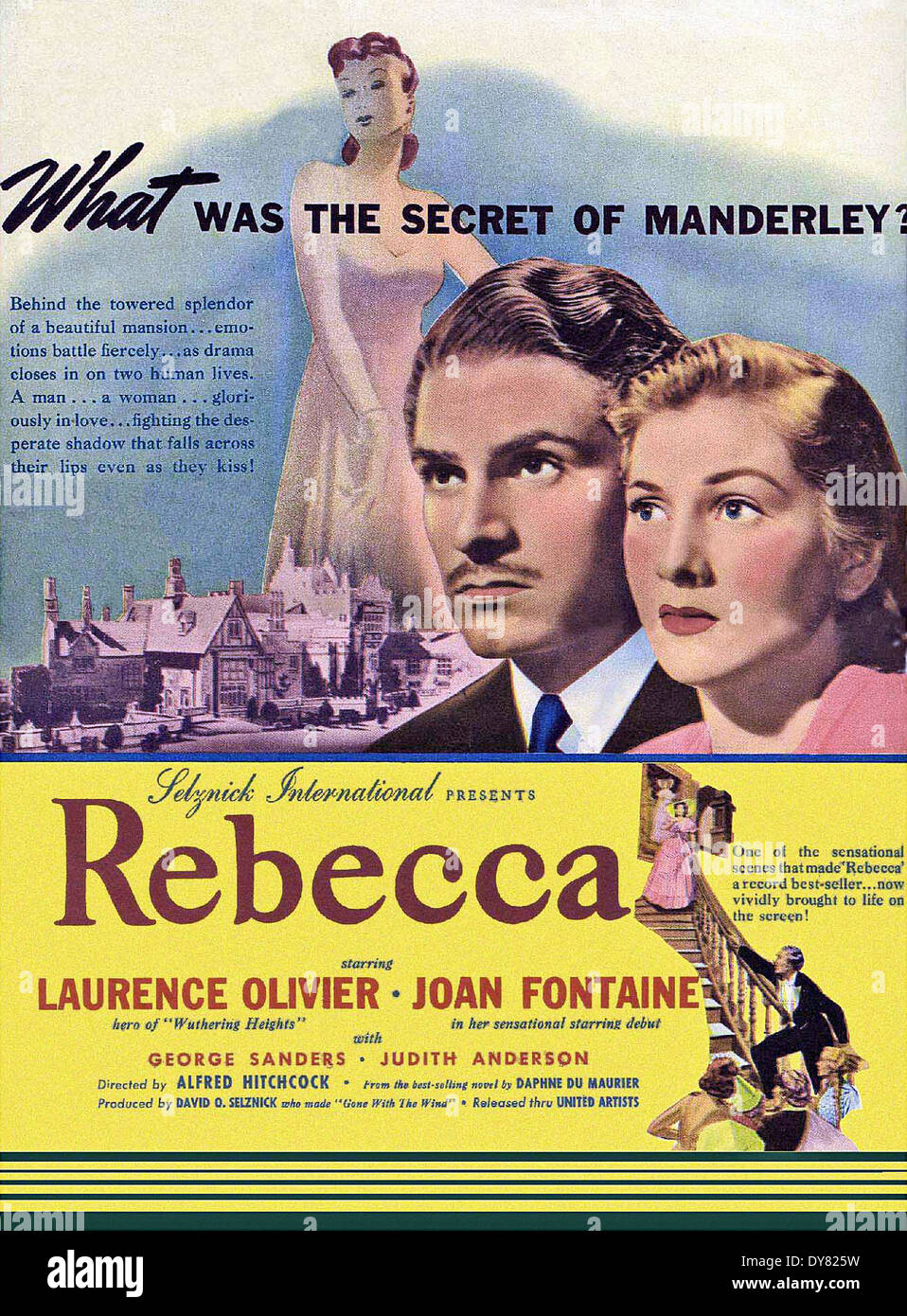 Rebecca - Movie Poster - Directed by Alfred Hitchcock - United Artists - 1940 Stock Photo