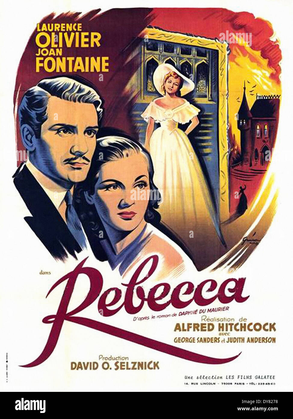 Rebecca - Movie Poster - Directed by Alfred Hitchcock - United Artists - 1940 Stock Photo