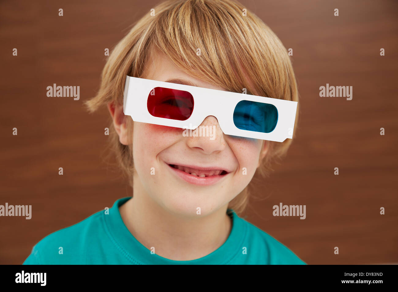 Germany, Boy wearing 3D glasses Stock Photo