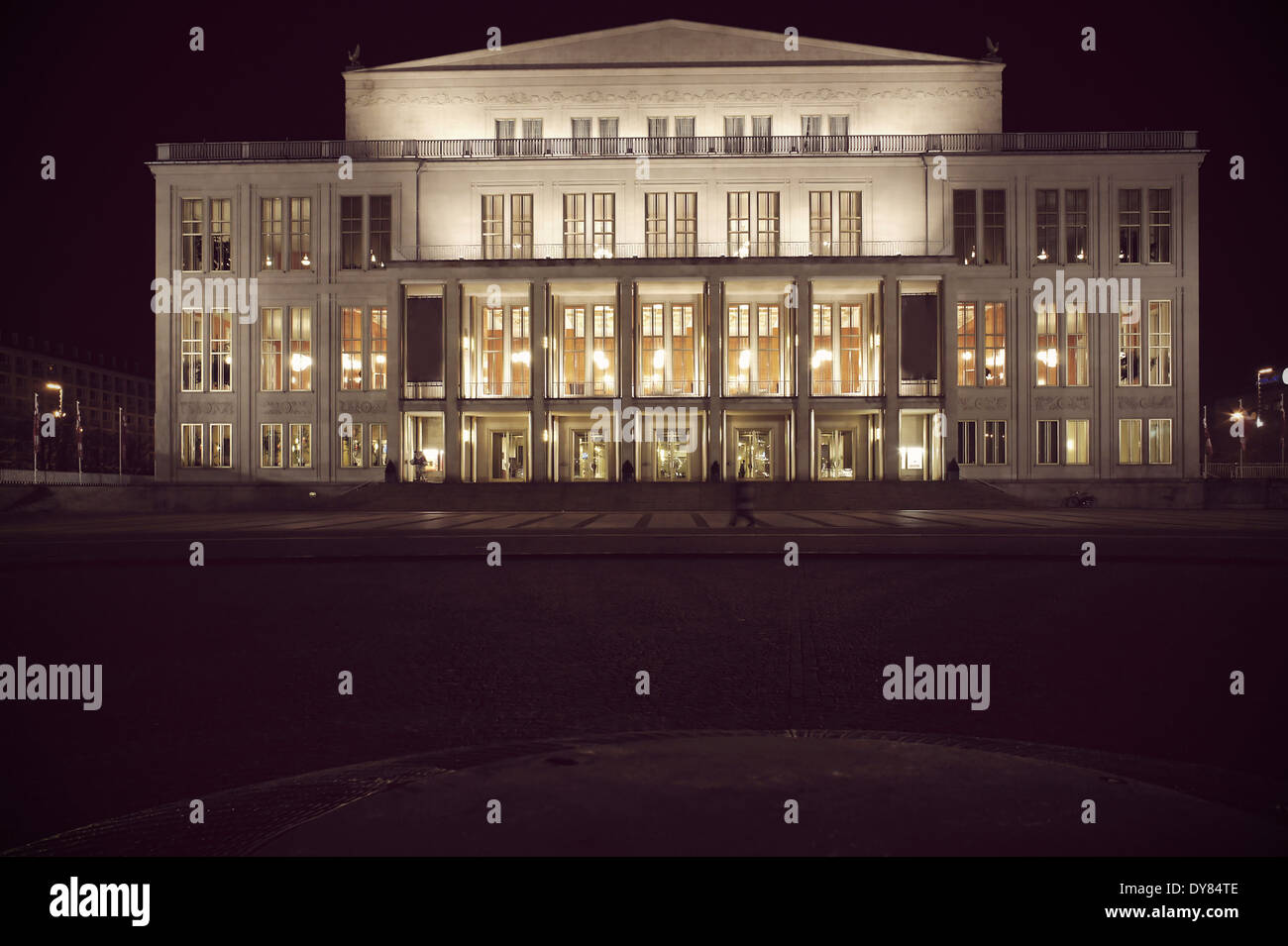 Grmany, Leipzig, Opera House at night Stock Photo Alamy