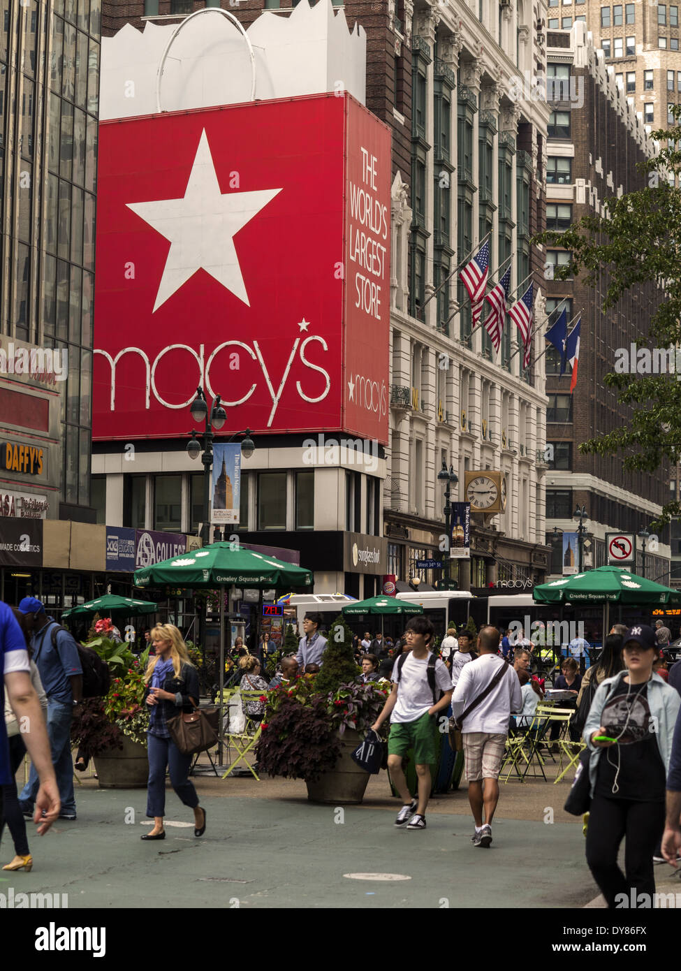 Macys sign on storefront Broadway New York USA Stock Photo