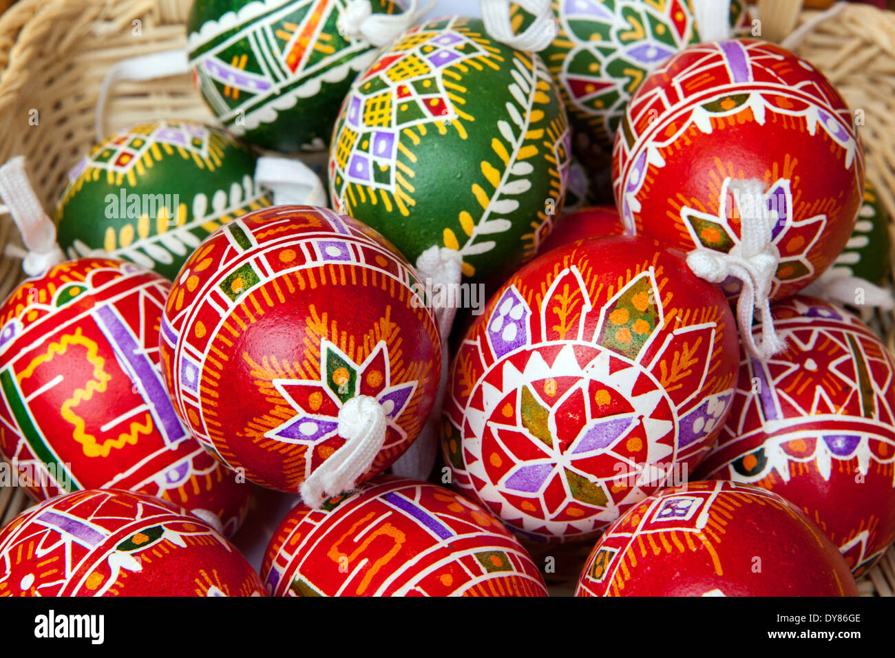 Original Czech Easter Eggs, Painted Eggs in a basket, Prague Czech Republic  Stock Photo - Alamy