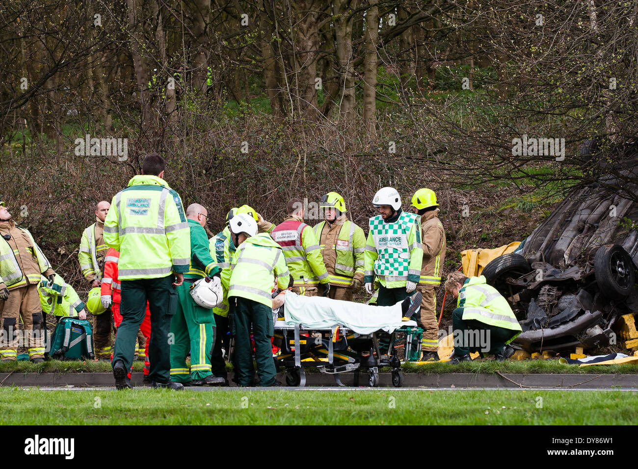 Queenswood Drive, Leeds West Yorkshire UK 9th April 2014. Emergency