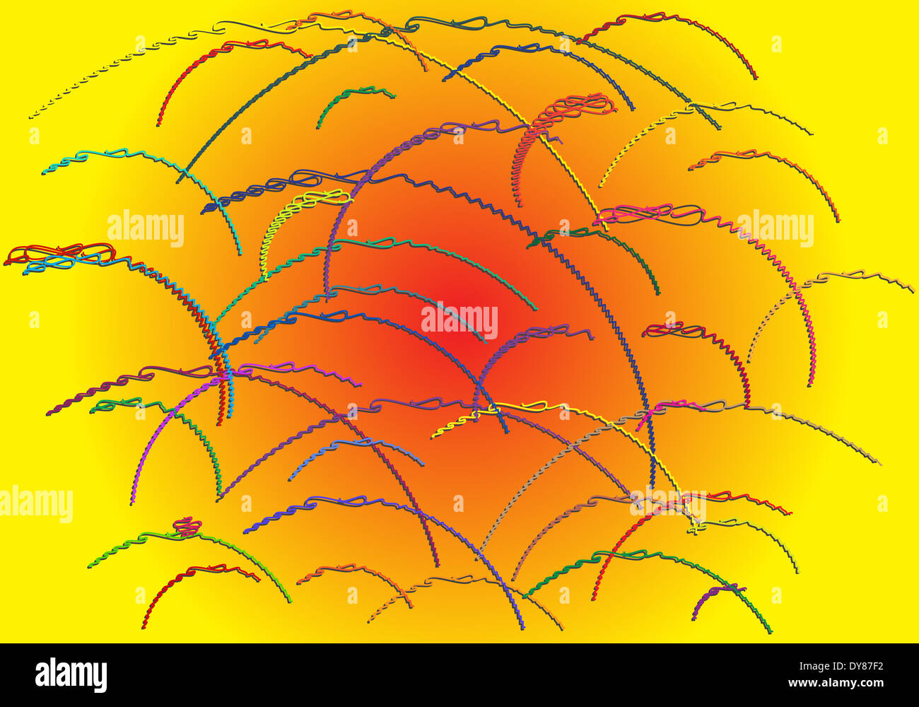 Firework Ribbon Background Bright background of colorful ribbons, fireworks. illustration Stock ...