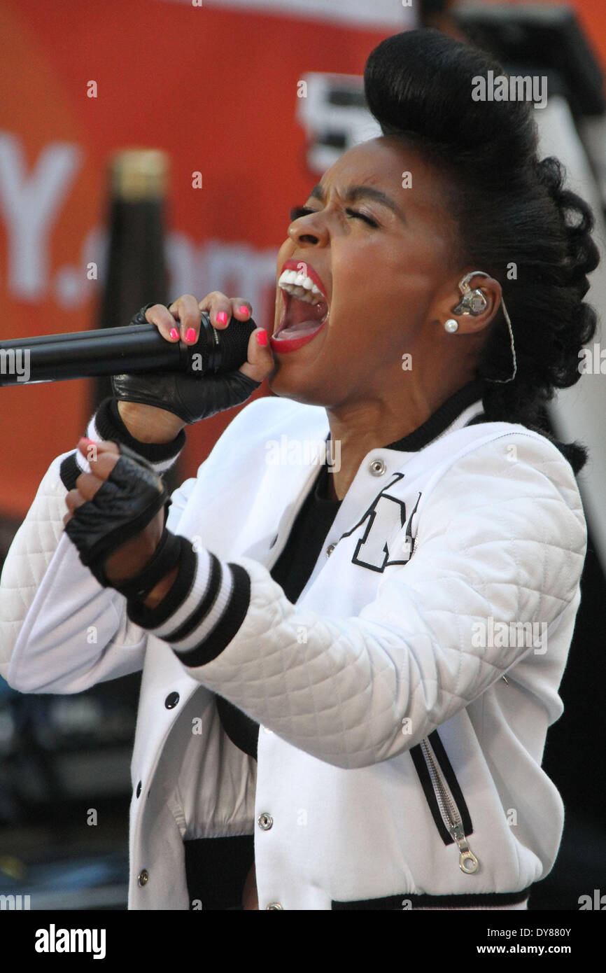 New York, New York, USA. 8th Apr, 2014. Singer JANELLE MONAE performs ...