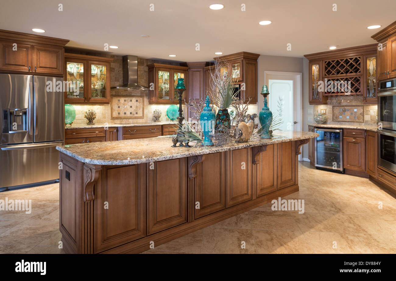 Showcase Kitchen with Upscale Designer Appointments Stock Photo