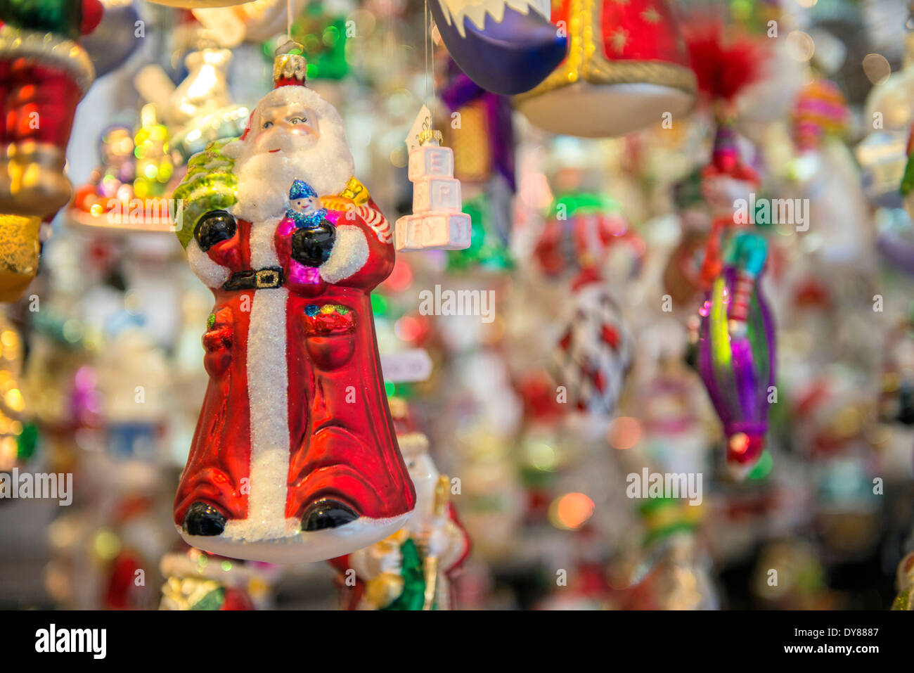 Traditional glass ornaments at Christmas Market, Bamberg, Germany Stock ...