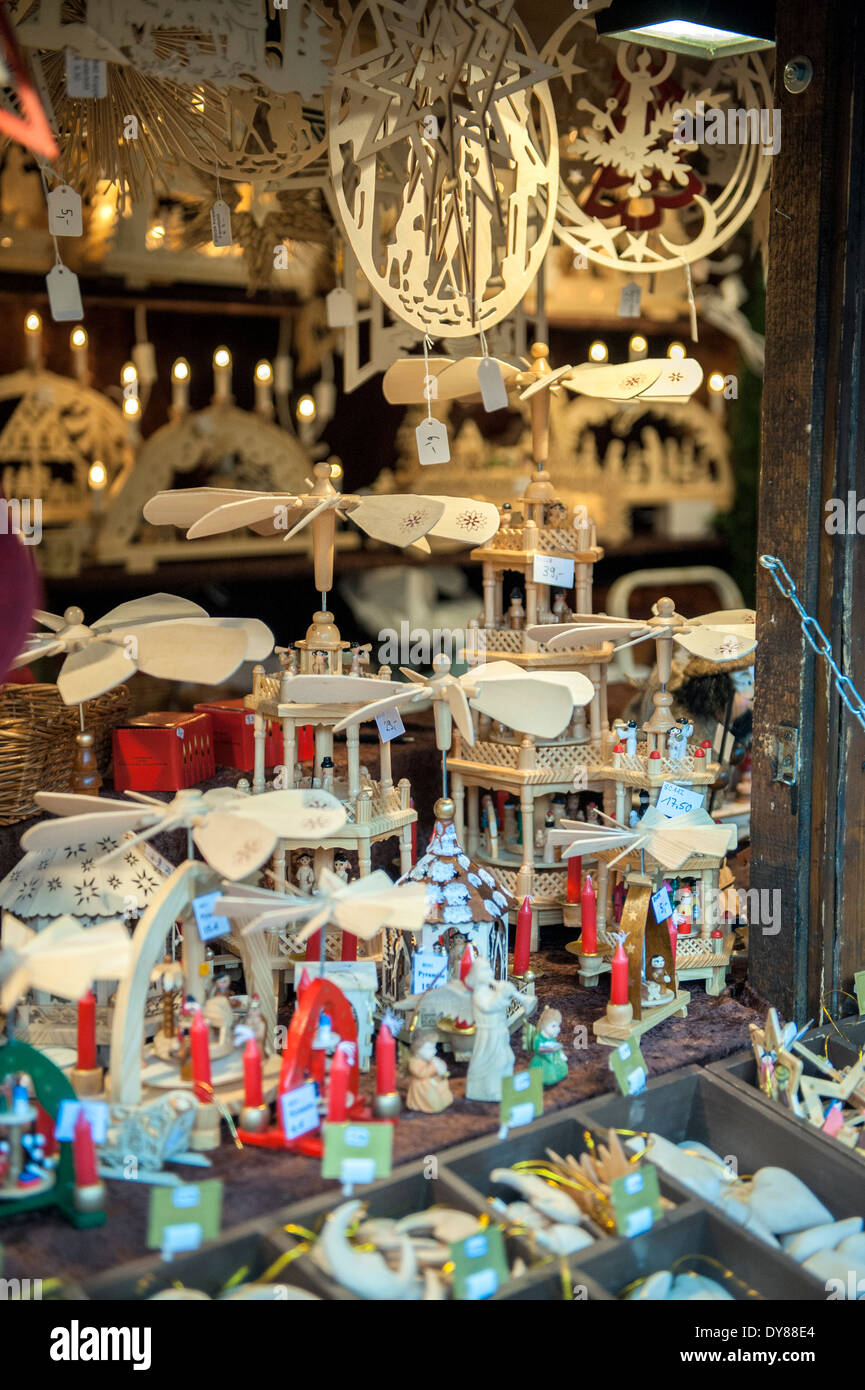 Traditional german wooden christmas decorations hi-res stock