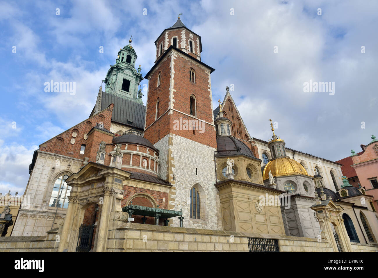 The  Kraków Royal Cathedral on Wawel Hill side view. Katedra Wawelska Stock Photo