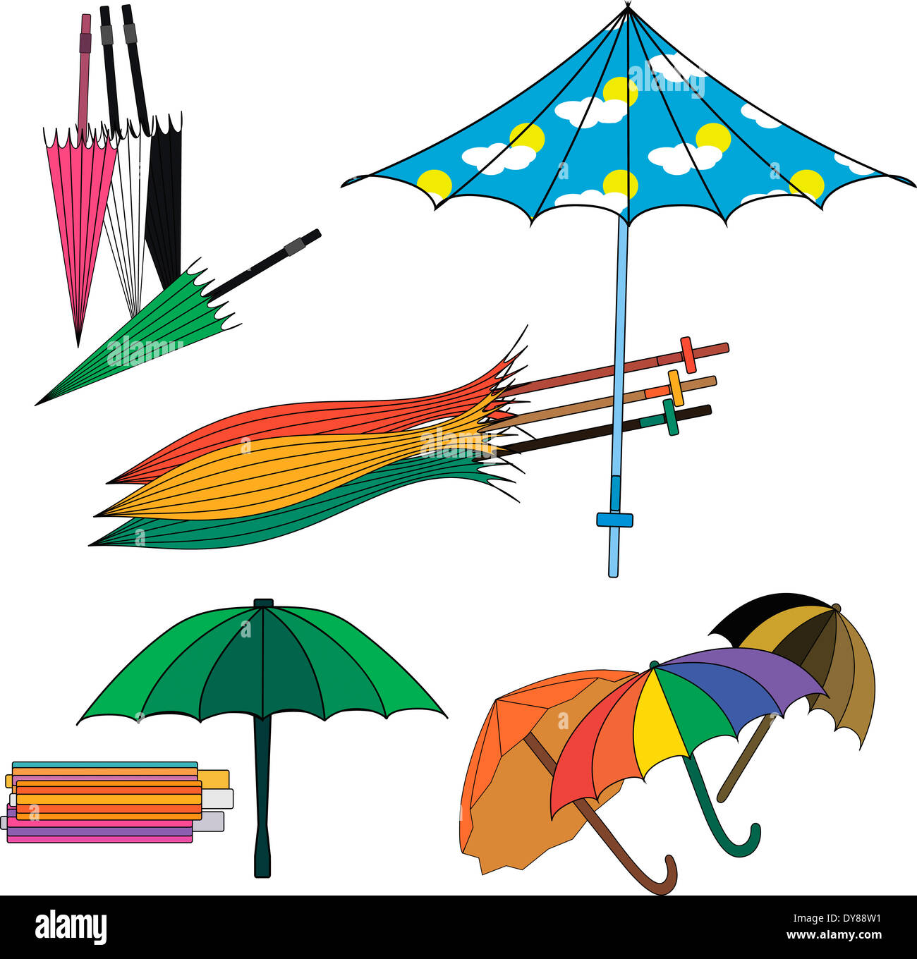 Set of different colourfull umbrellas. Vector illustration Stock Photo ...