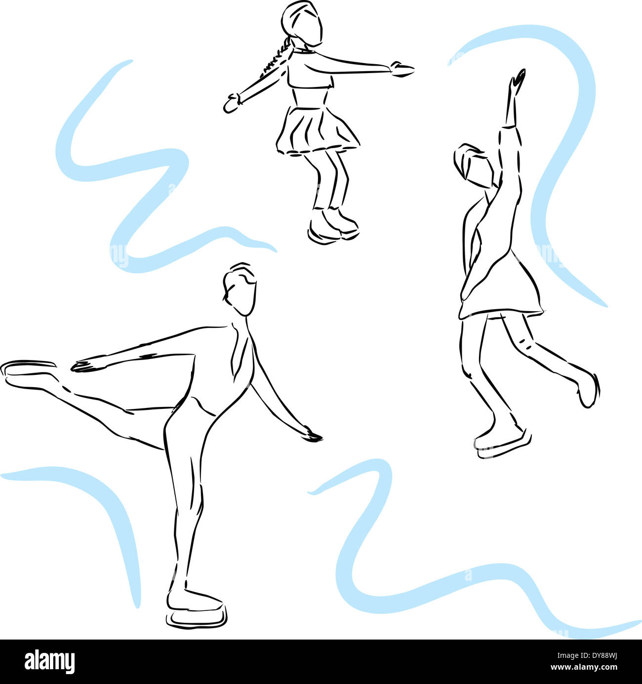 Skating Routine Drawn Hand drawn vector sketch illustration of skating people Stock Photo - Alamy