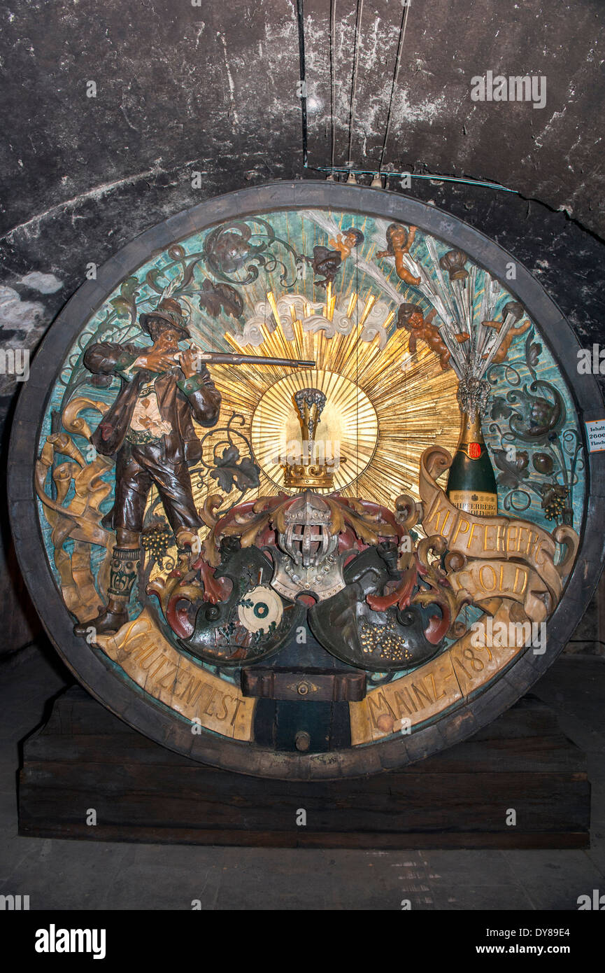 Decorative sparkling wine barrel, Kupferberg Winery, Mainz, Germany