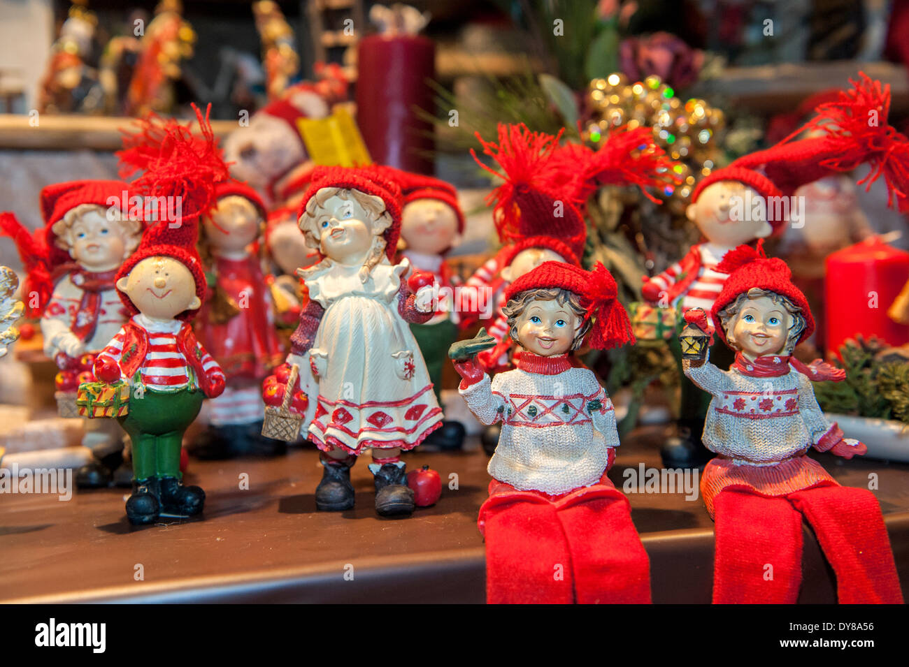 Hummel-style holiday figurines, market, Rudesheim, Germany Photo - Alamy