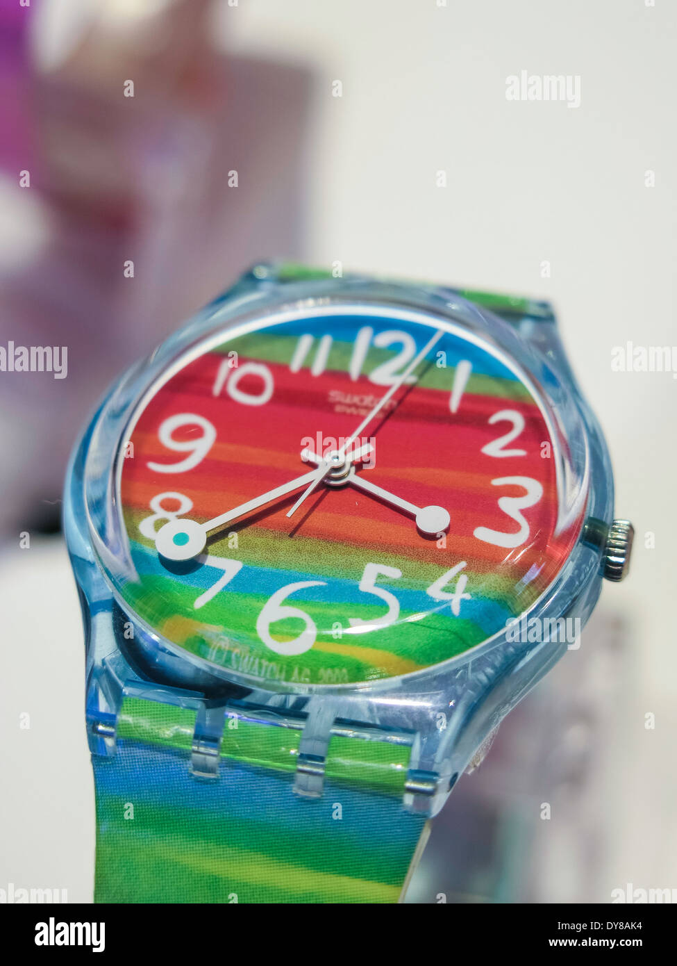 Colorful Analog Swatch Watch Face Stock Photo