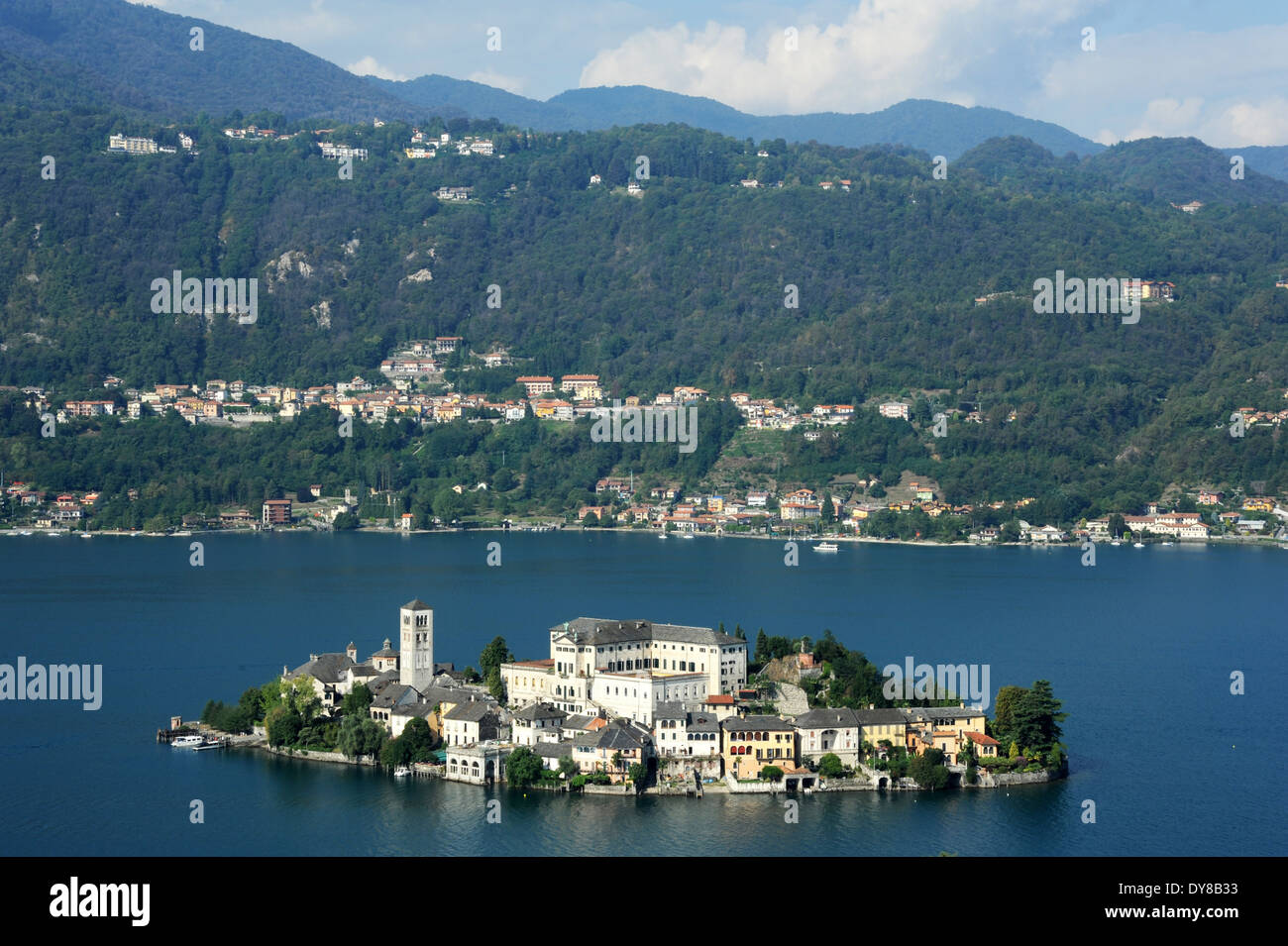 Italy, Piemont, Orta, San Giulio, lake, island, isle, building, scenery Stock Photo