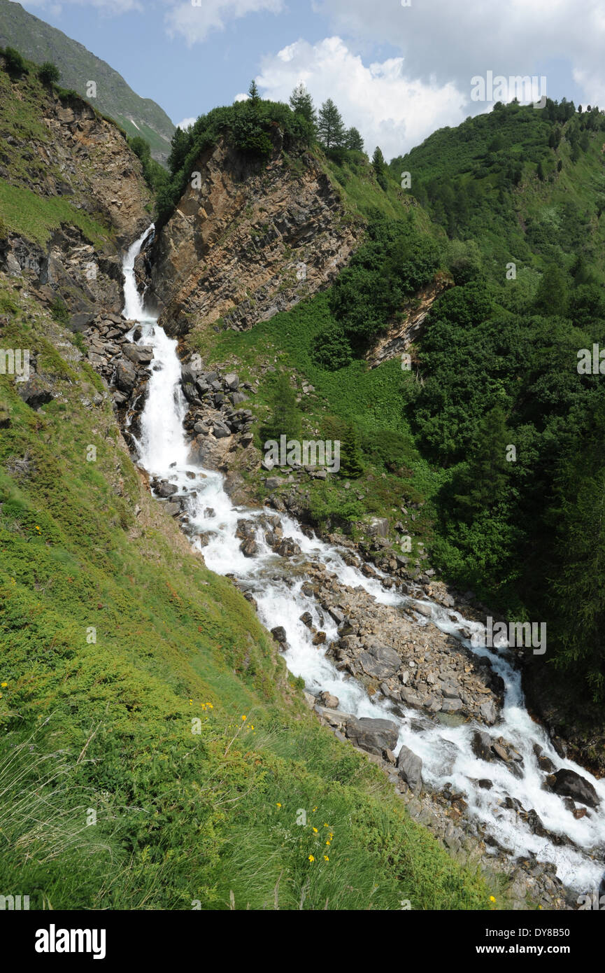 Switzerland, Ticino, Ritom, Piora, waterfall, rock, cliff, Stock Photo