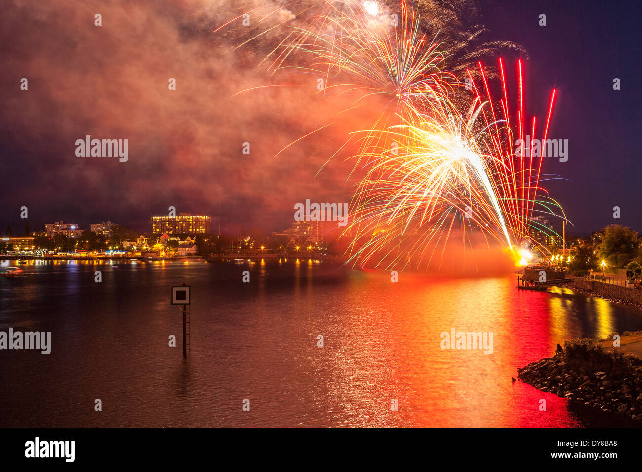 Symphony Splash fireworks show-Victoria, British Columbia, Canada. Stock Photo