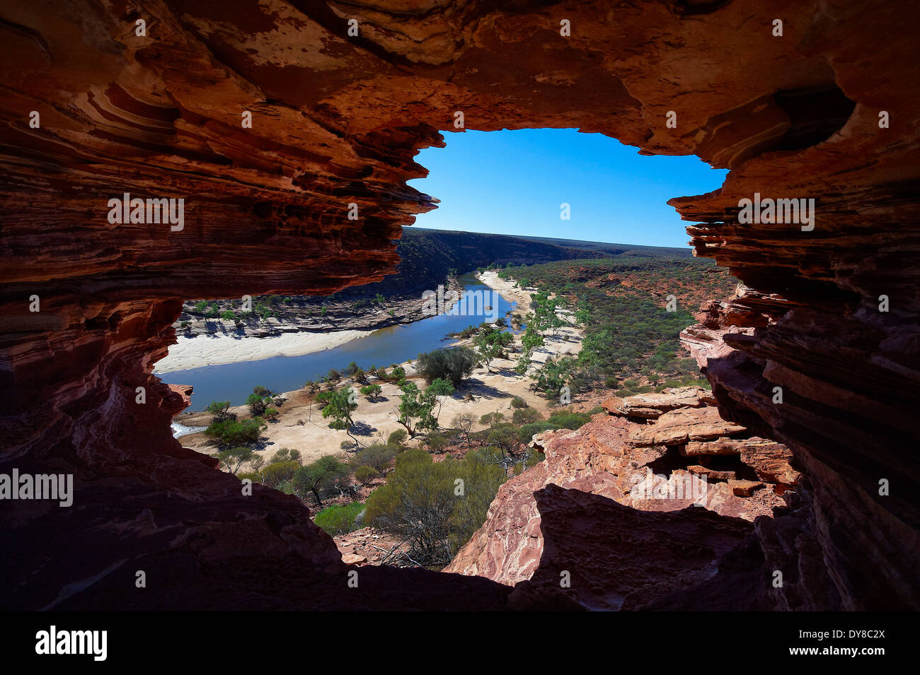 Australia, cliff, rock, Kalbarri, national park, Western Australia, scenery, river, flow, cliff, rock, hole Stock Photo