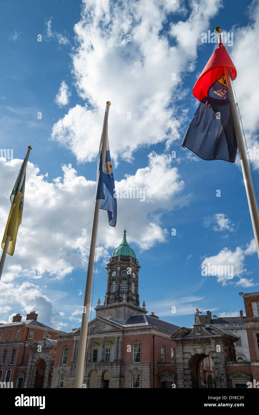 Ireland, Dublin, flags in the upper yard of the Dublin Castle Stock Photo Alamy