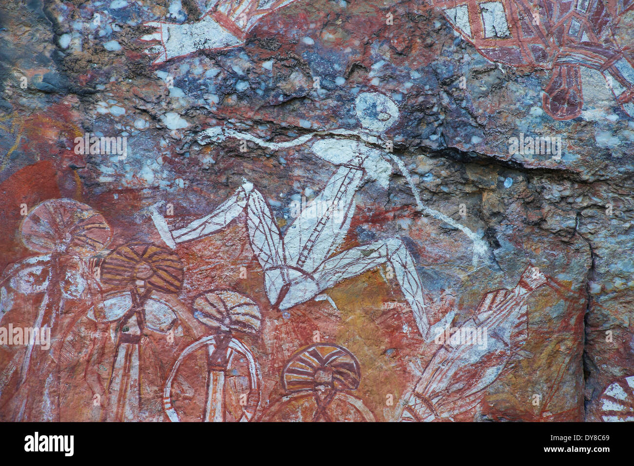 Australia, cockatoo, national park, Northern Territory, cliff drawings, rock painting, Stock Photo