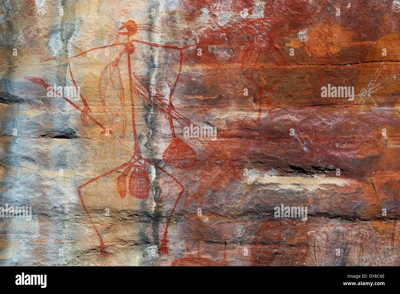 Australia, cockatoo, national park, Northern Territory, cliff drawings, rock painting, Stock Photo