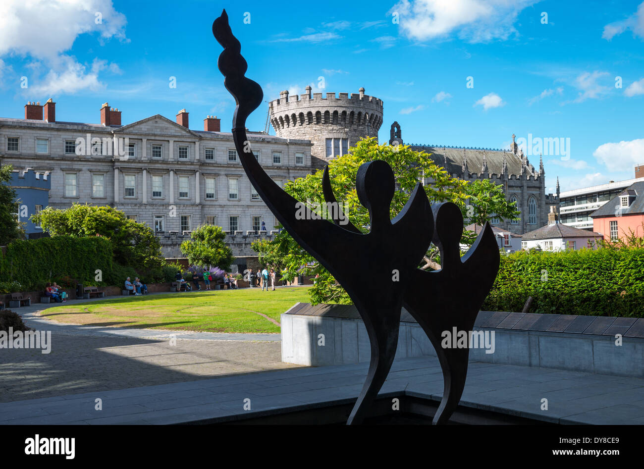 Ireland, Dublin, a sculpture in the Dublin Castle gardens Stock Photo