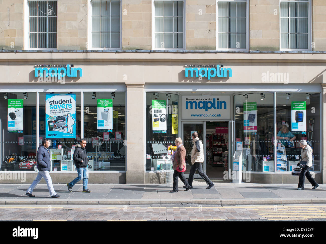 People walking past Maplin shop in Newcastle north east England UK Stock Photo