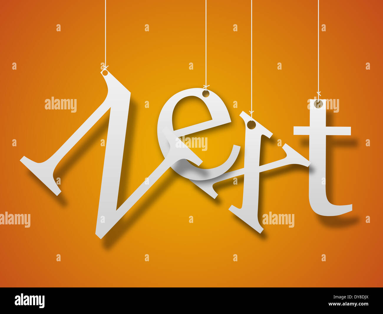 next sign made with paper letters isolated on orange background Stock ...