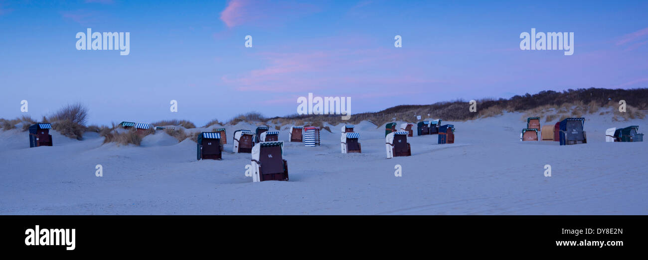 roofed beach chairs on borkum island, lower saxony, germany, europe Stock Photo