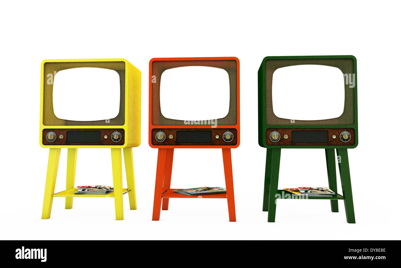 old tv isolated on white background Stock Photo - Alamy