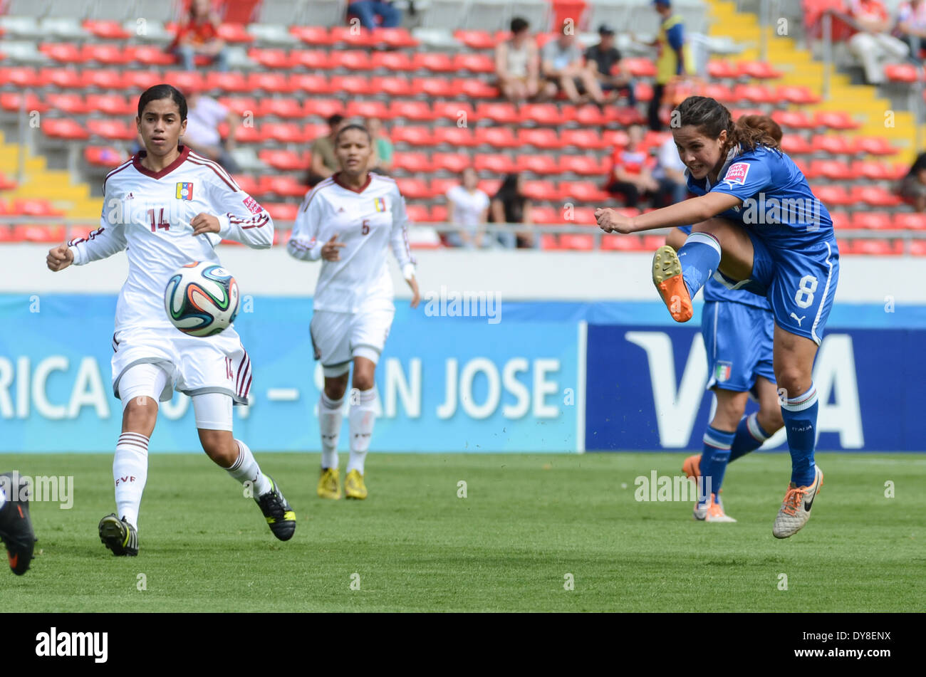 Italy player Flaminia SIMONETTI (8) kicks the ball. Stock Photo
