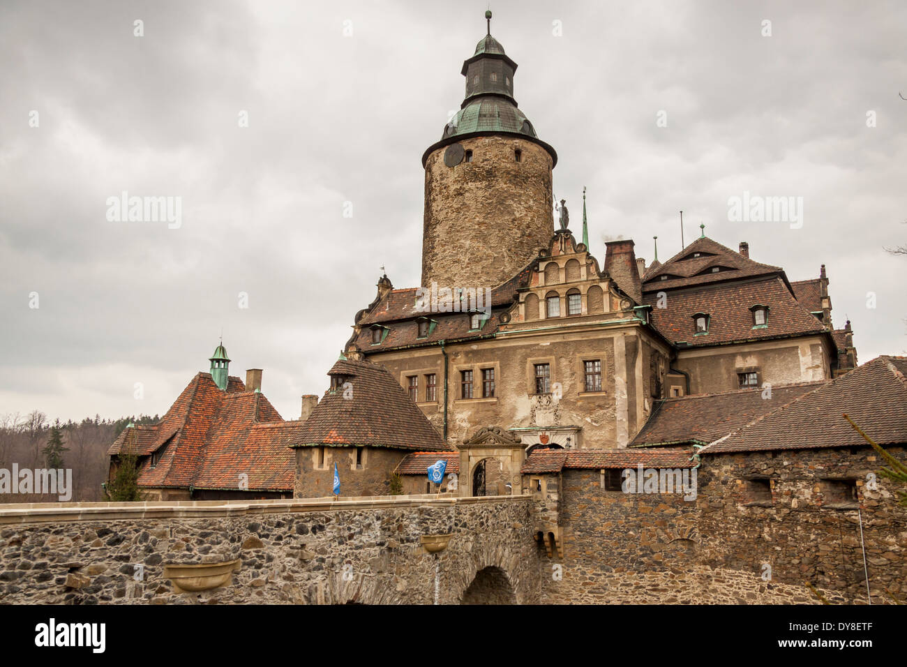 Old beauty and big Czoch castle in Lesna - Poland. Stock Photo