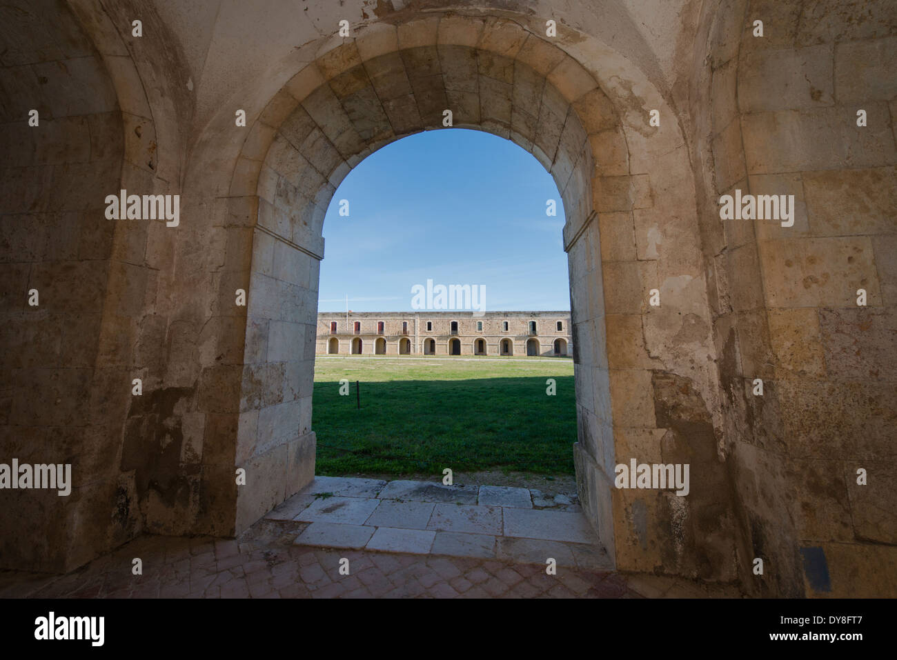 Center yard of the military fortified castle of Sant Ferran, Figueres, Spain Stock Photo