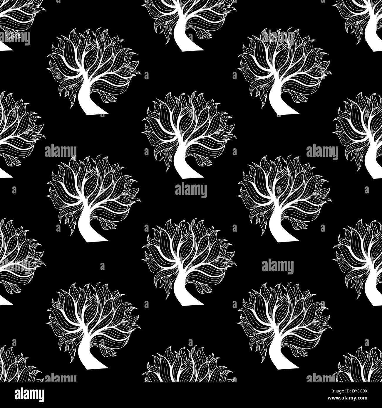 Seamless pattern background, black and white tree Stock Photo Alamy