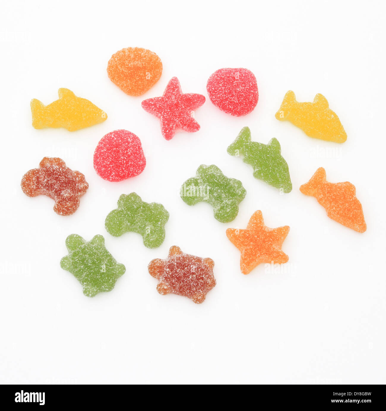 Haribo Fizzy Sea World Sweets on a White Background Stock Photo