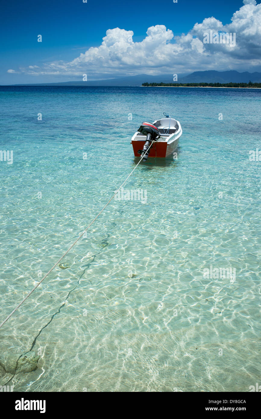 Boats moored at Gili Air, of Lombok, Indonesia, Asia Stock Photo