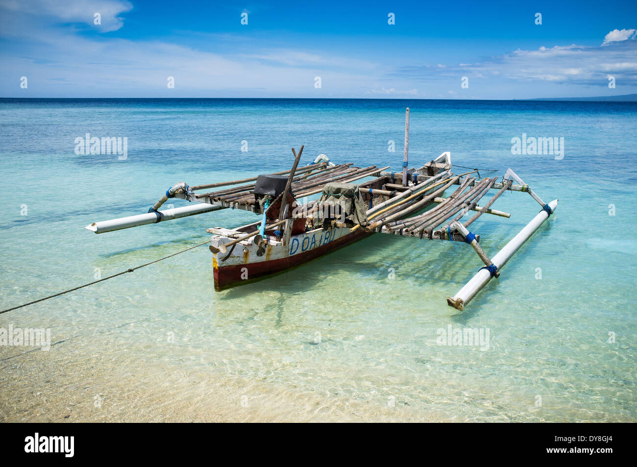 Old boat moored at Gili Air, of Lombok, Indonesia, Asia Stock Photo