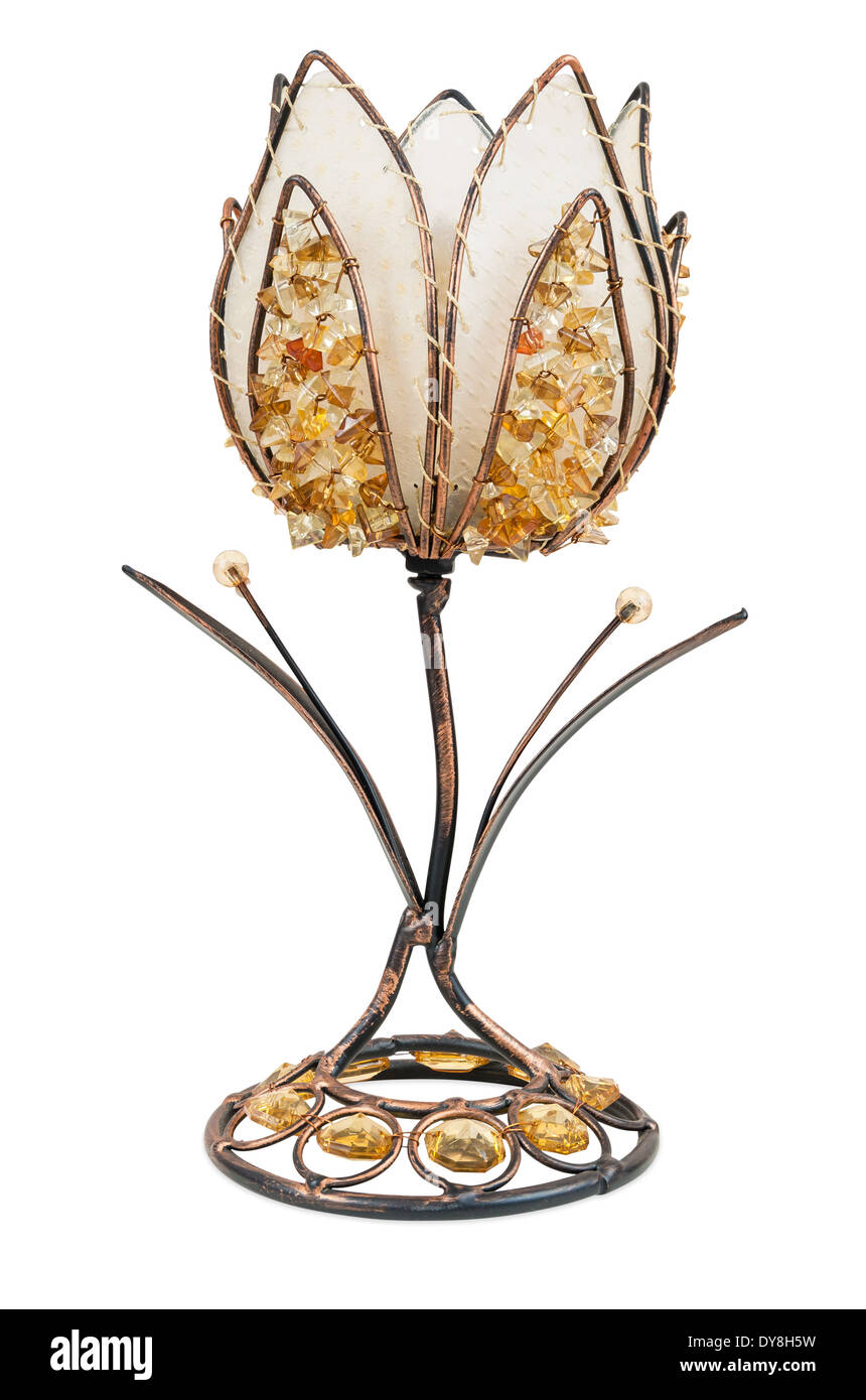 Flower shaped candlestick isolated on white background with clipping