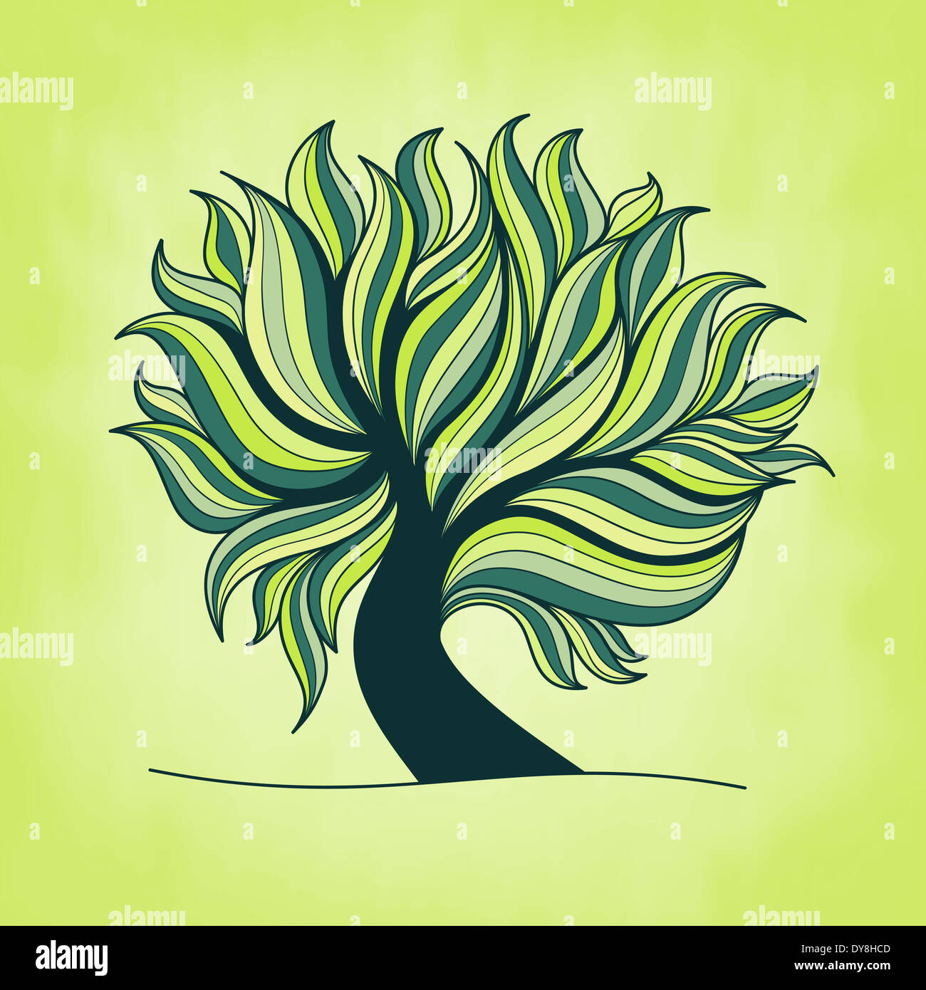 Green fresh colorful tree with branches and leaves Stock Photo - Alamy