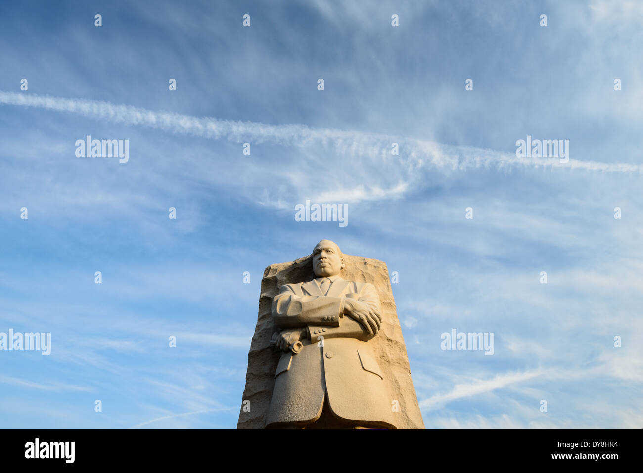 WASHINGTON DC, USA - The main statue of the Martin Luther King Jr Memorial in Washington DC set against a mostly blue sky with high clouds. Stock Photo