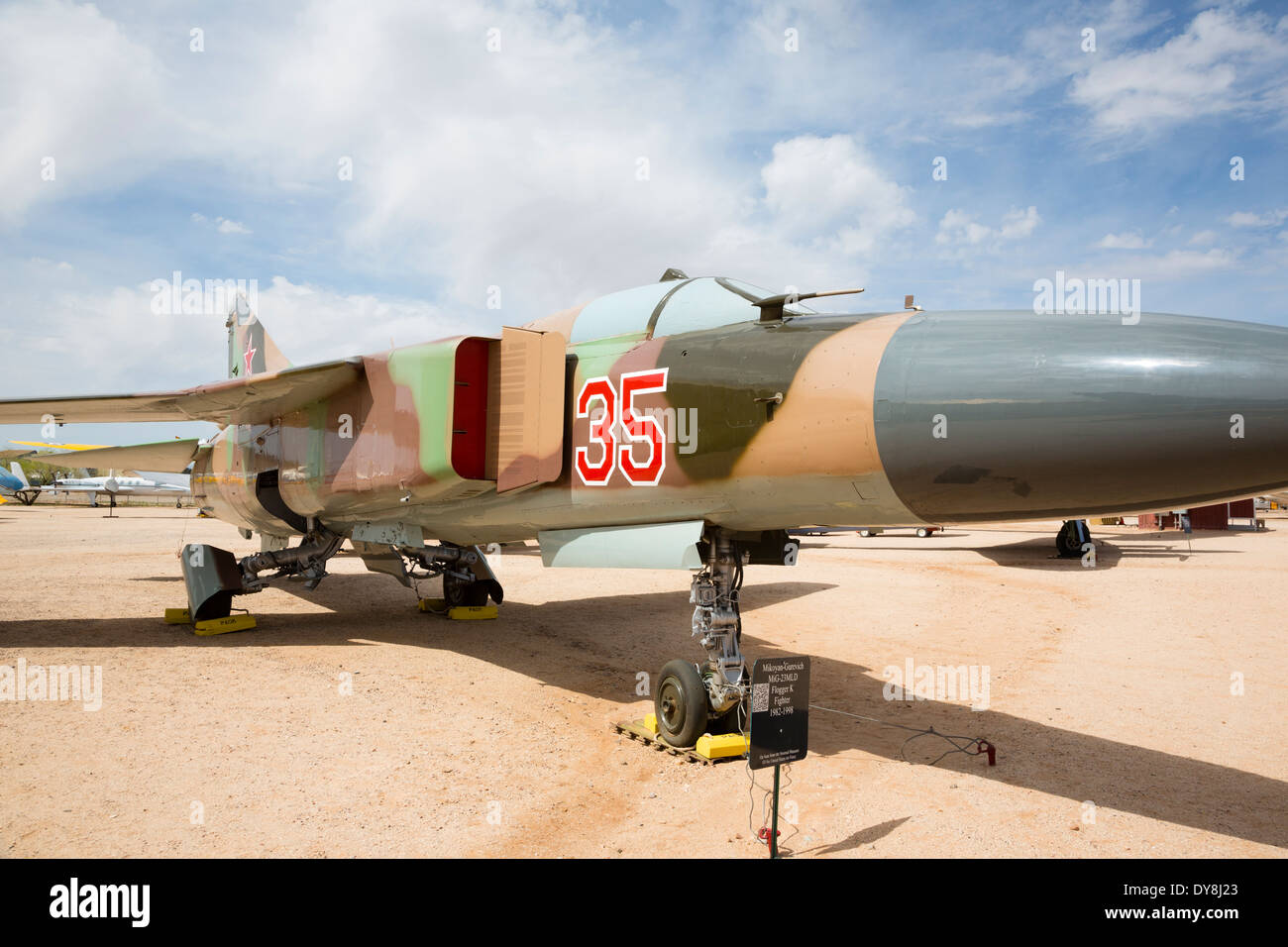 USA, Arizona, Tucson, Pima Air and Space Museum, Mikoyan-Gurevich MiG-23MLD 'Flogger-K', jet fighter. Stock Photo