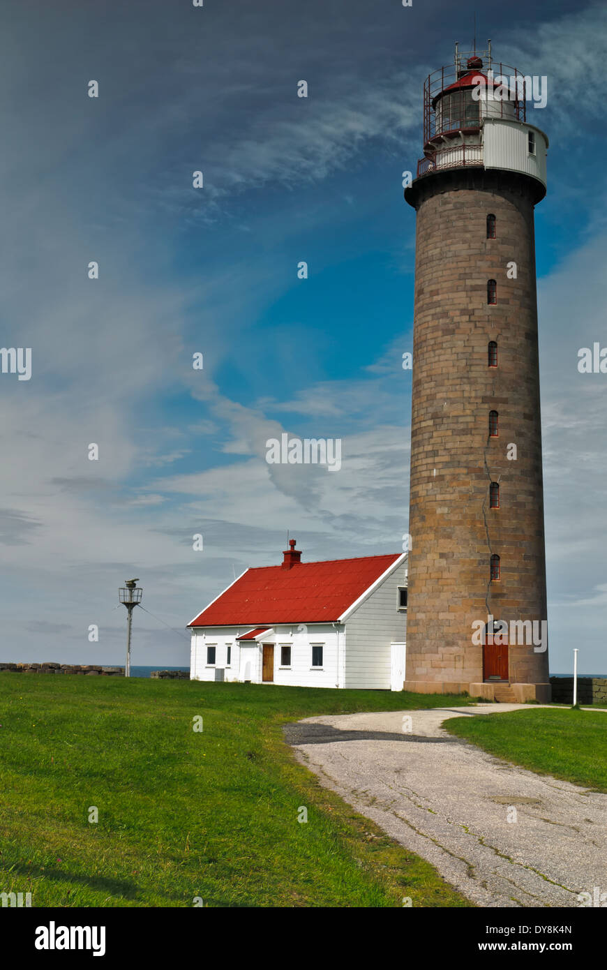 Lista lighthouse at Farsund, Vest-Agder, Norway. Stock Photo