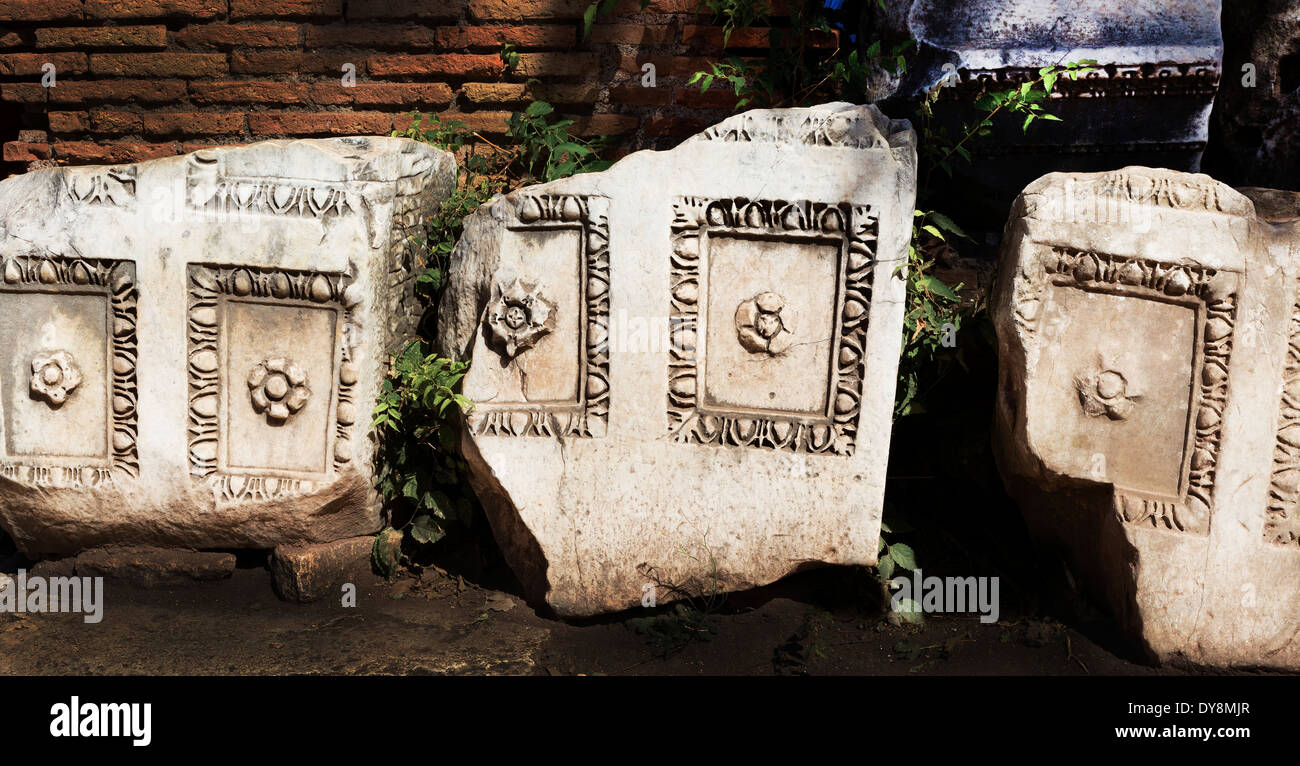 Stone Newspaper Rome Broken stone of ancient ruins of the Roman Forum Rome, Italy Stock ...