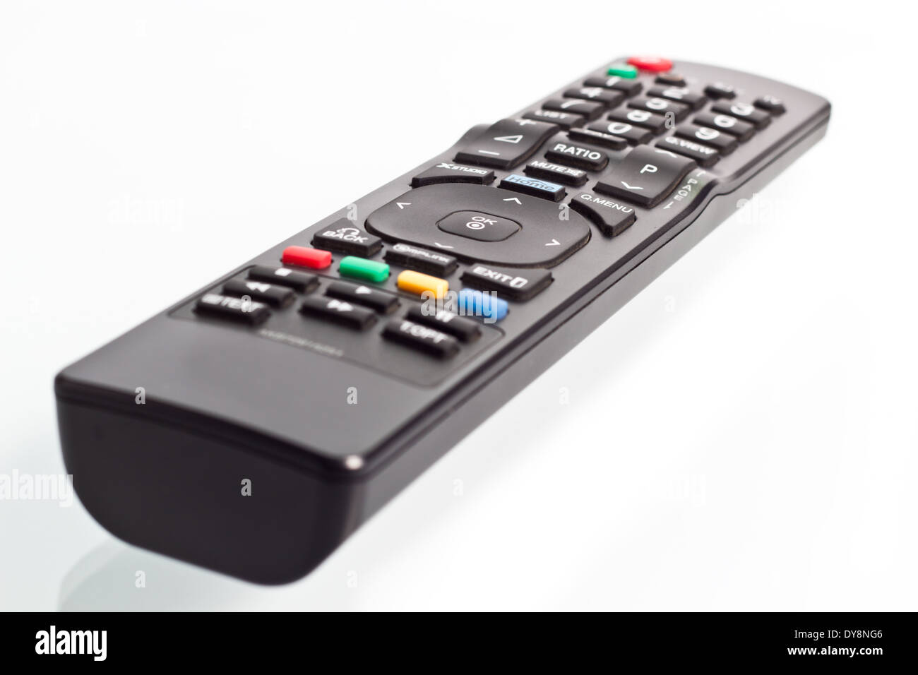 Black TV Remote Control with isolated background Stock Photo