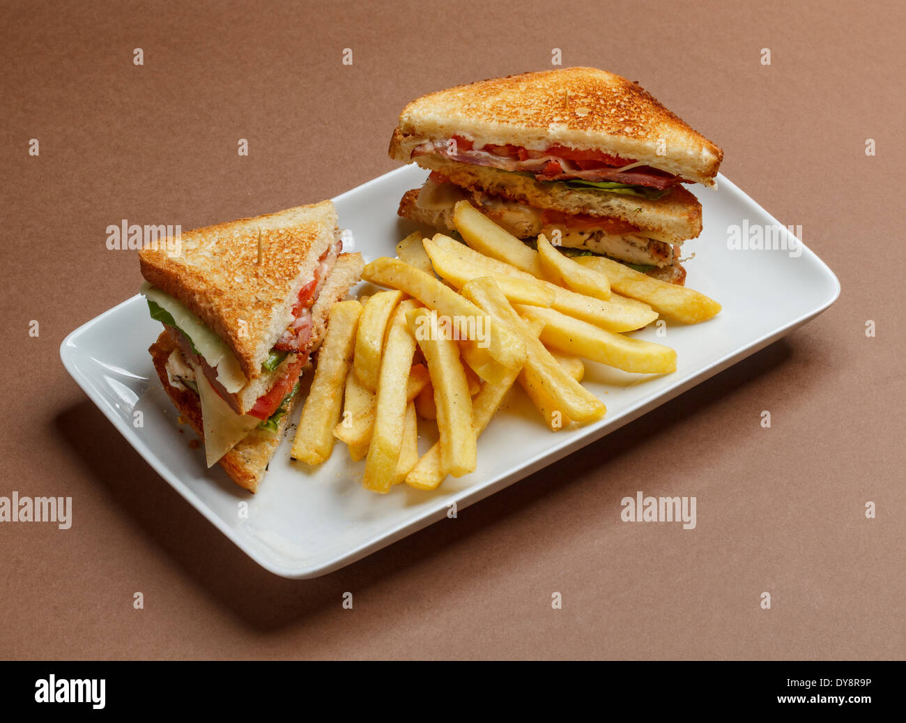 Club sandwich with toasted bread Stock Photo