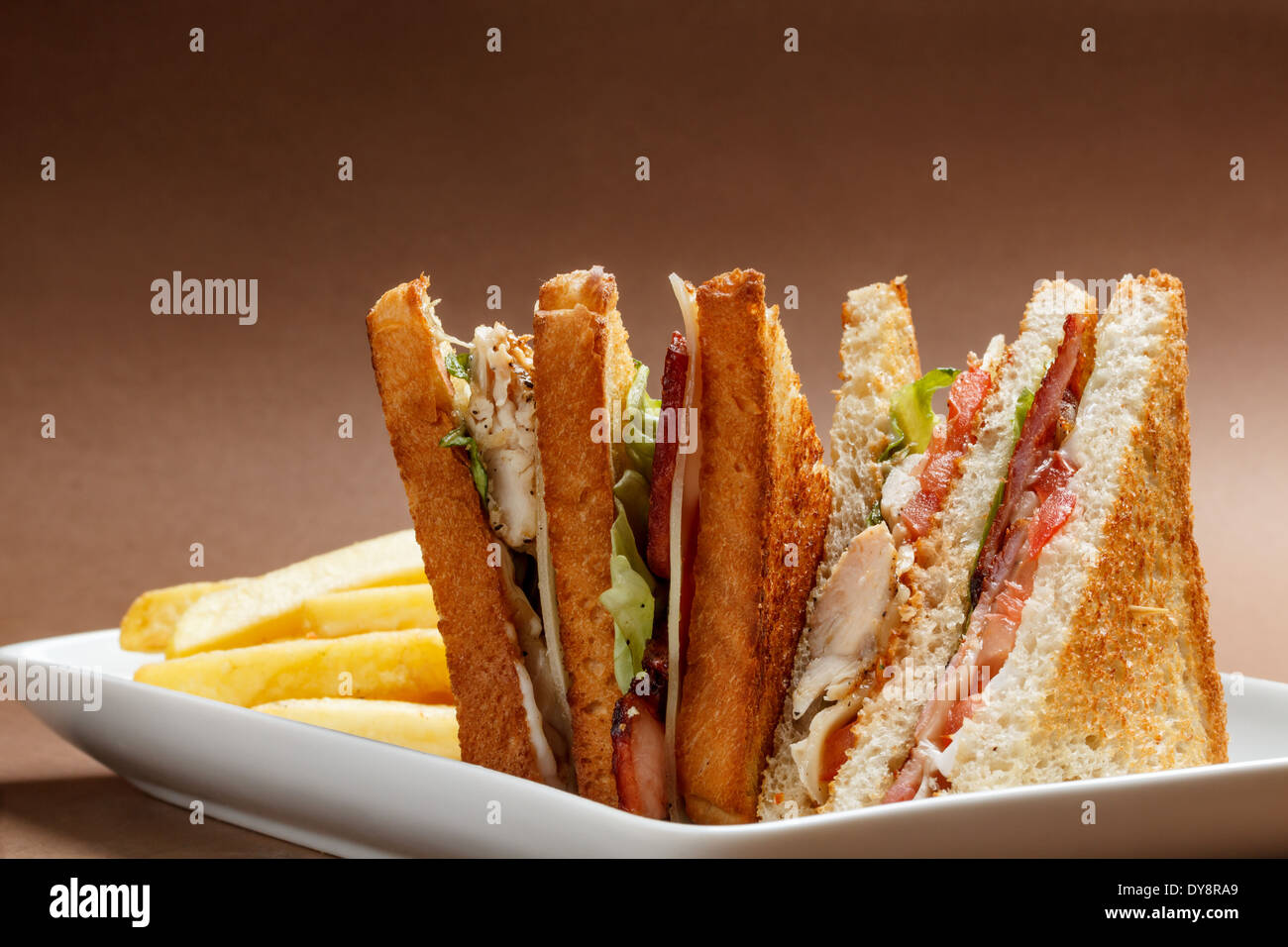 Club sandwich with toasted bread Stock Photo Alamy